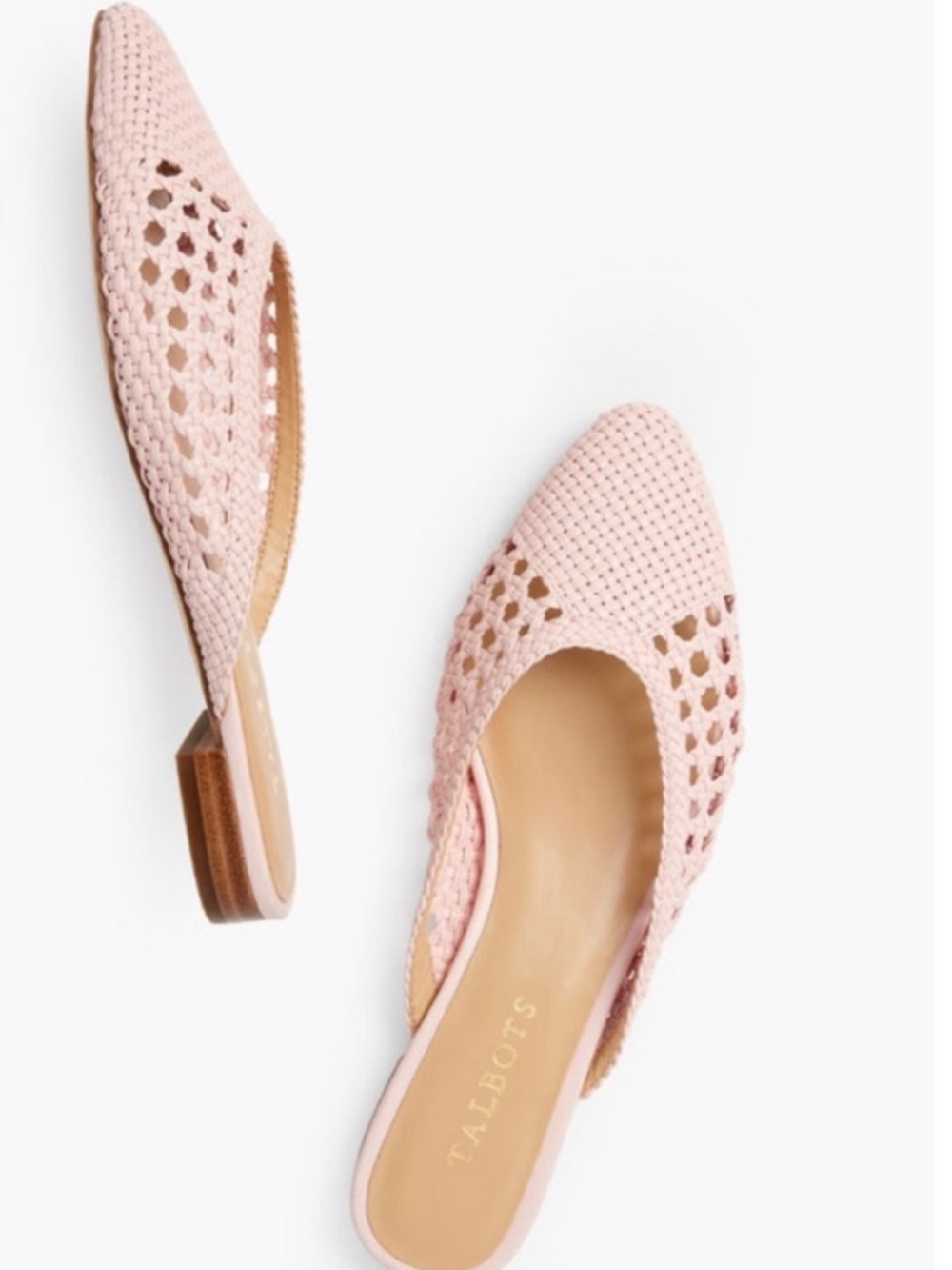 Talbots Pink Woven Pointed Backless Mules-size 7